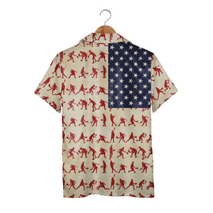 Pickleball American Flag Hawaiian Shirt - Patriotic Stars Distressed USA Sport