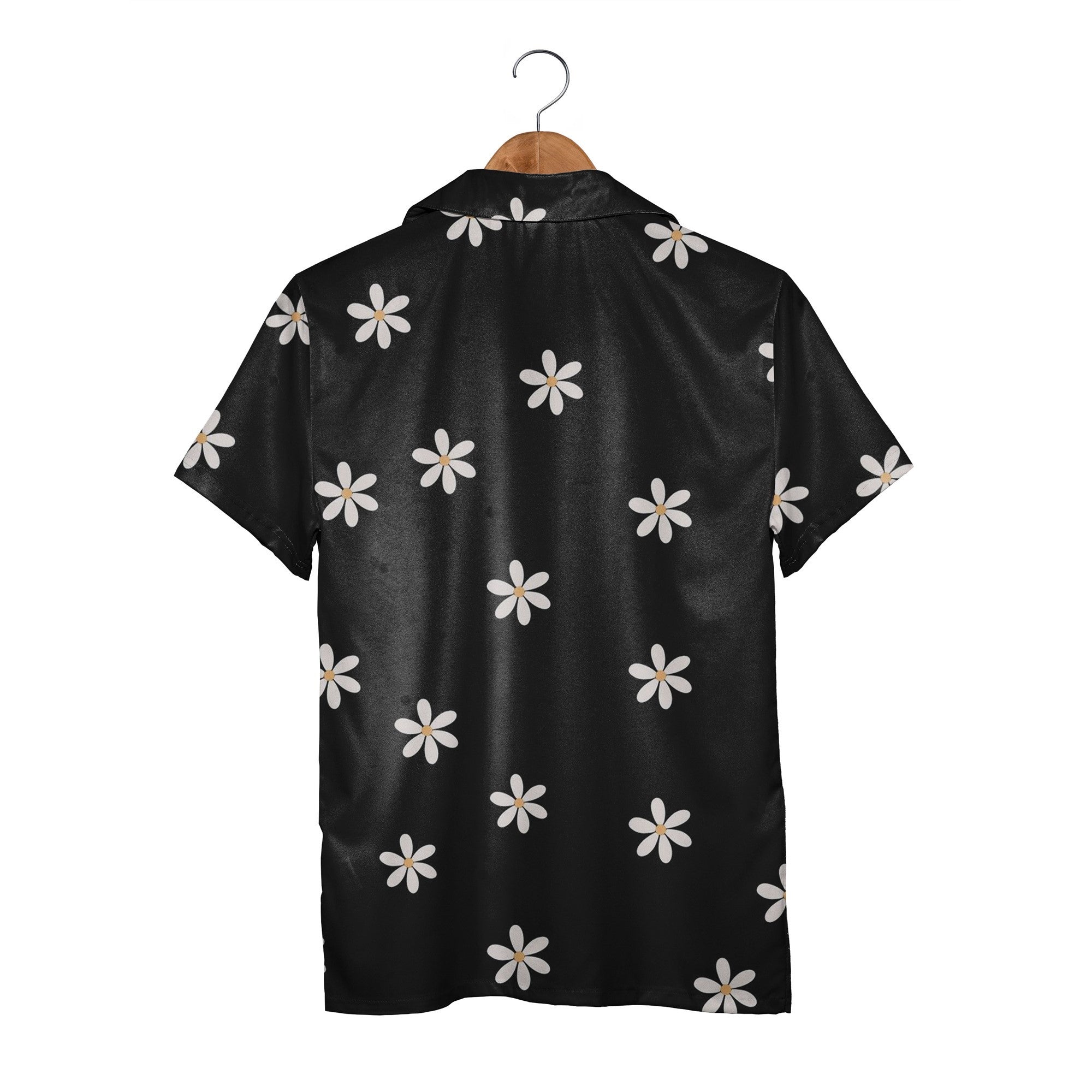 Playful Peach Blossom Hawaiian Shirt on Jet Black Base
