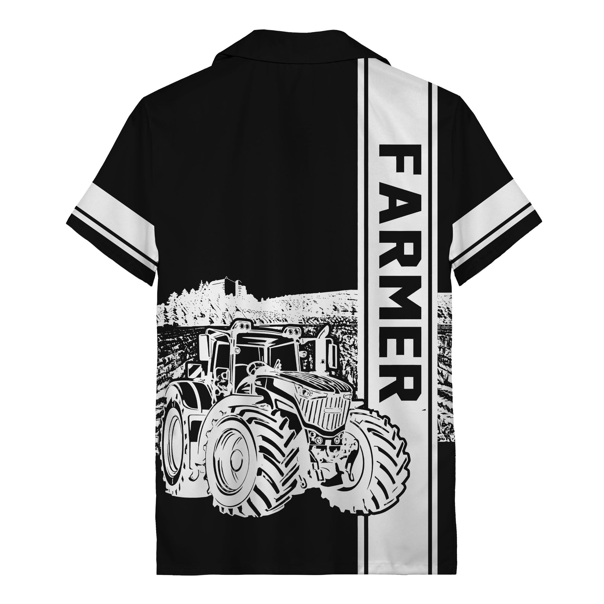 realistic tractor farm landscape farmer hawaiian shirt