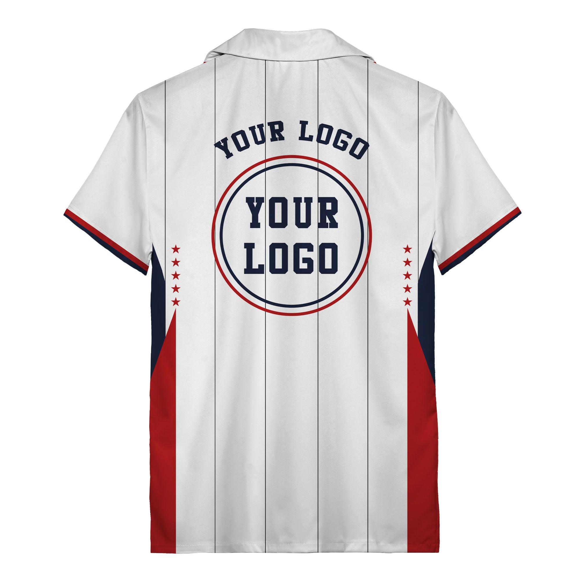 red stars & chicago stripes customizable logo hawaiian shirt