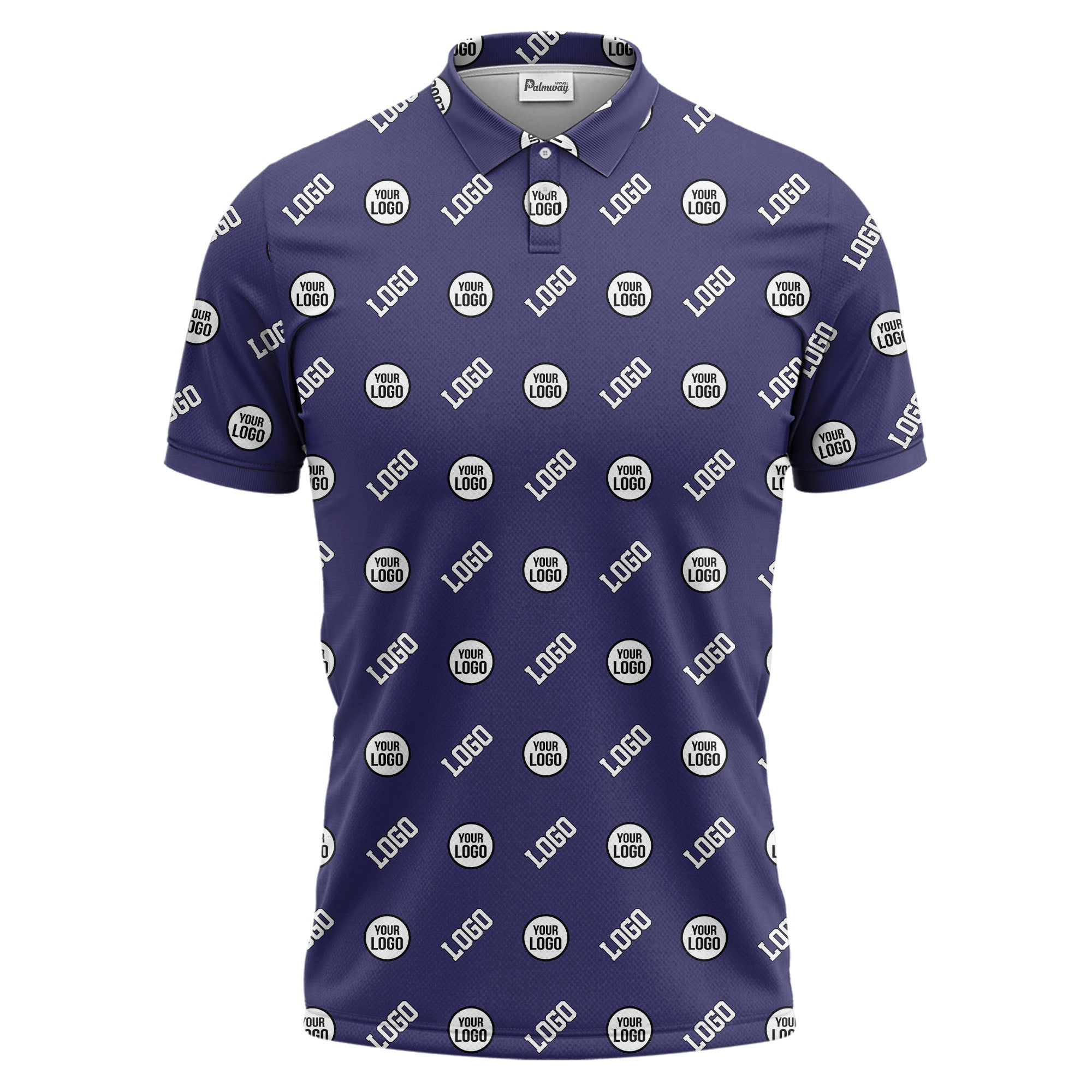 Repeating Geometric Circle Logo Polo Shirt Customizable Corporate Branding