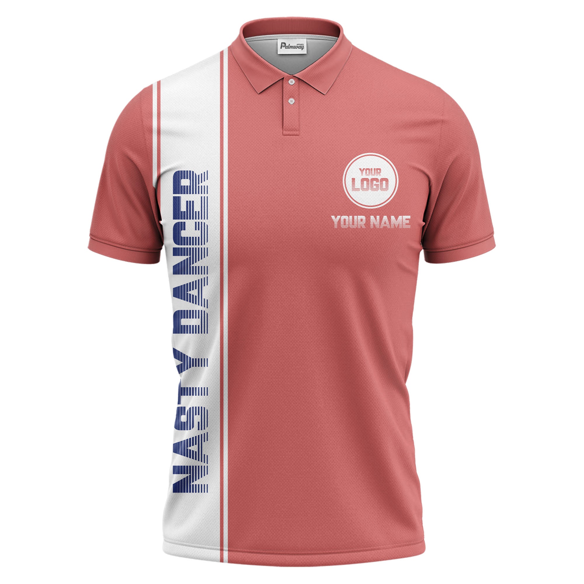 repeating logo & custom text illustration polo shirt for team sports