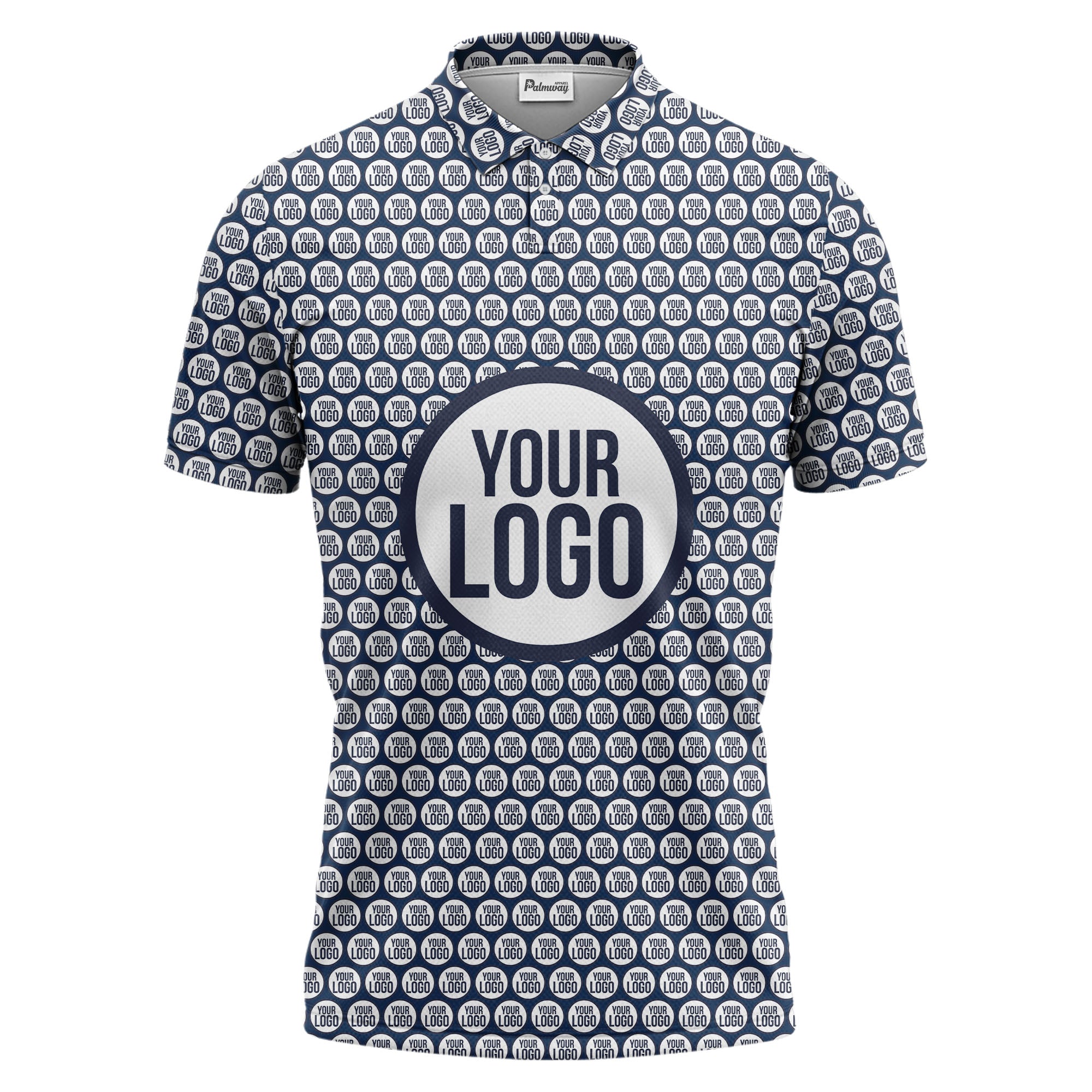 Repeating Personalized Logo Polo Shirt With Custom Text & Illustrated Icons