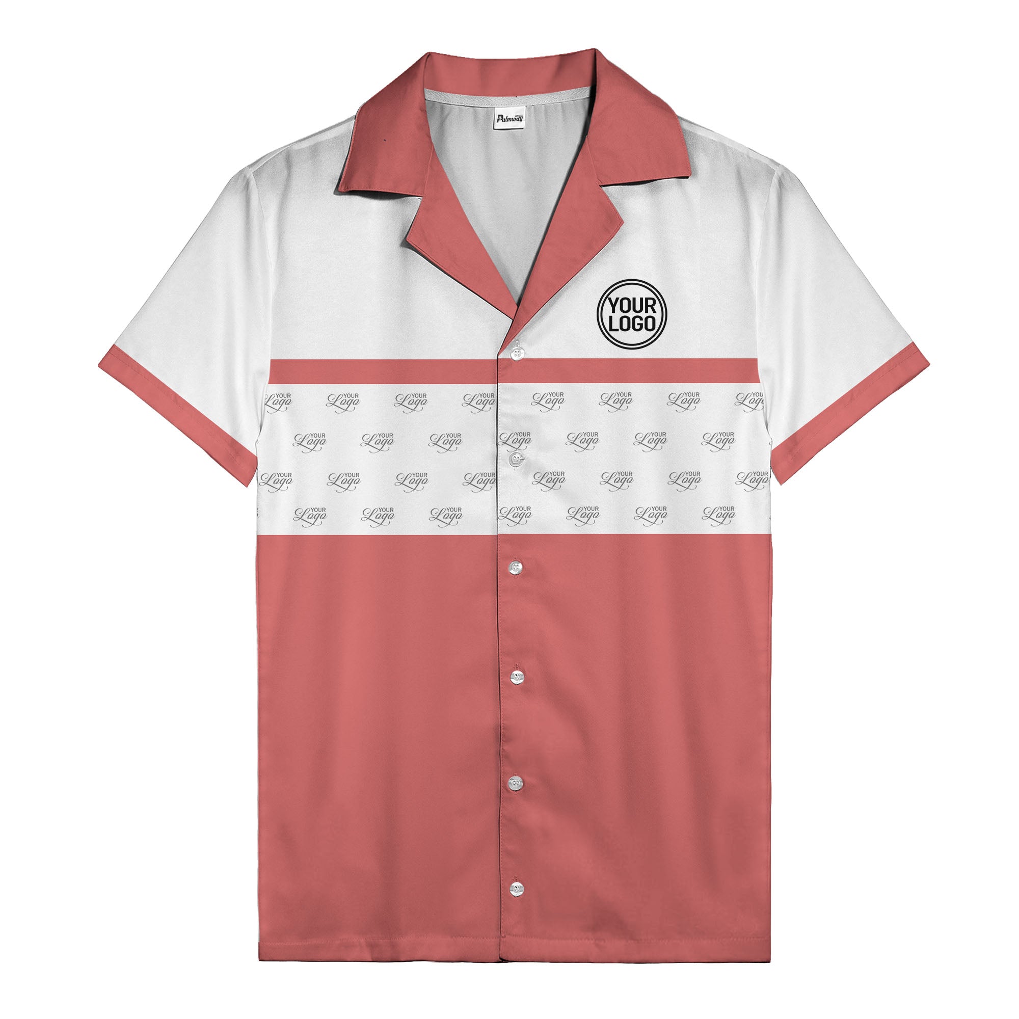 retro bowling custom logo repeat hawaiian shirt for men
