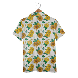 Retro Cartoon Sunflower and Daisy Hawaiian Shirt on Cream