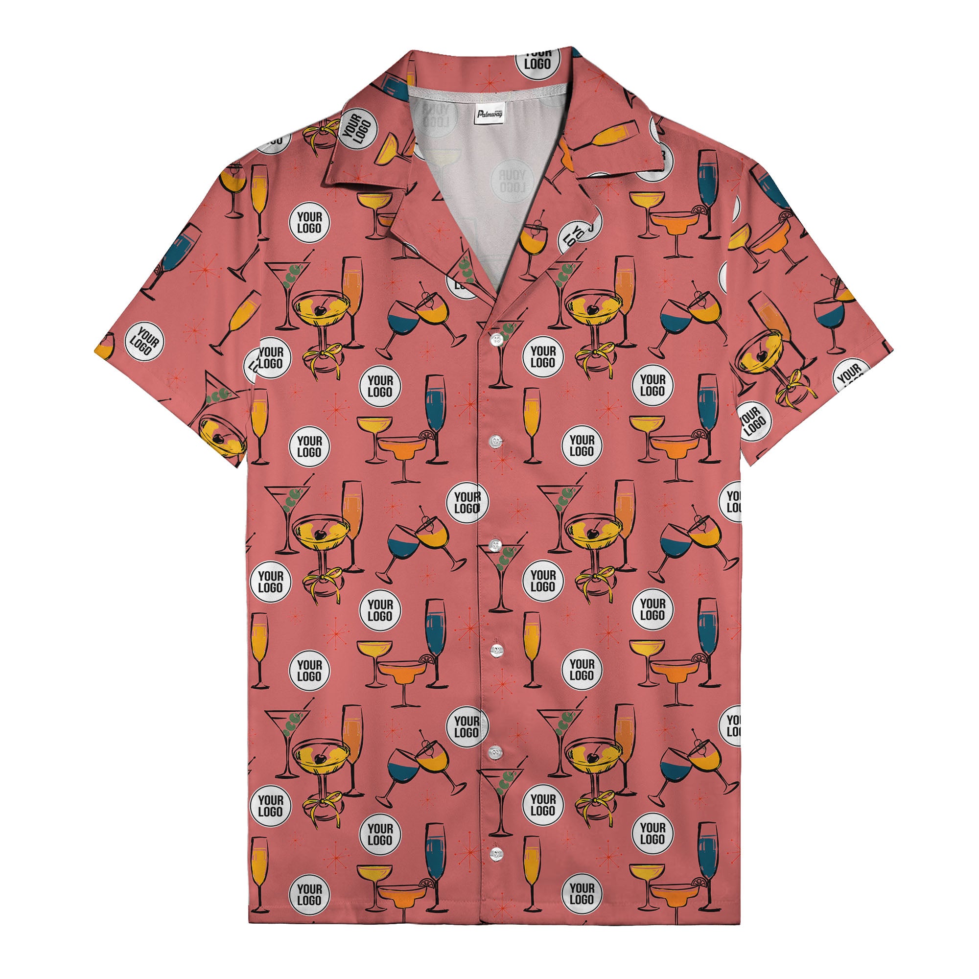 retro cocktail glasses & martini starburst hawaiian shirt
