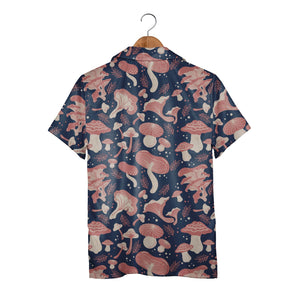 Retro Folk Art Botanical Mushroom Hawaiian Shirt with Berries
