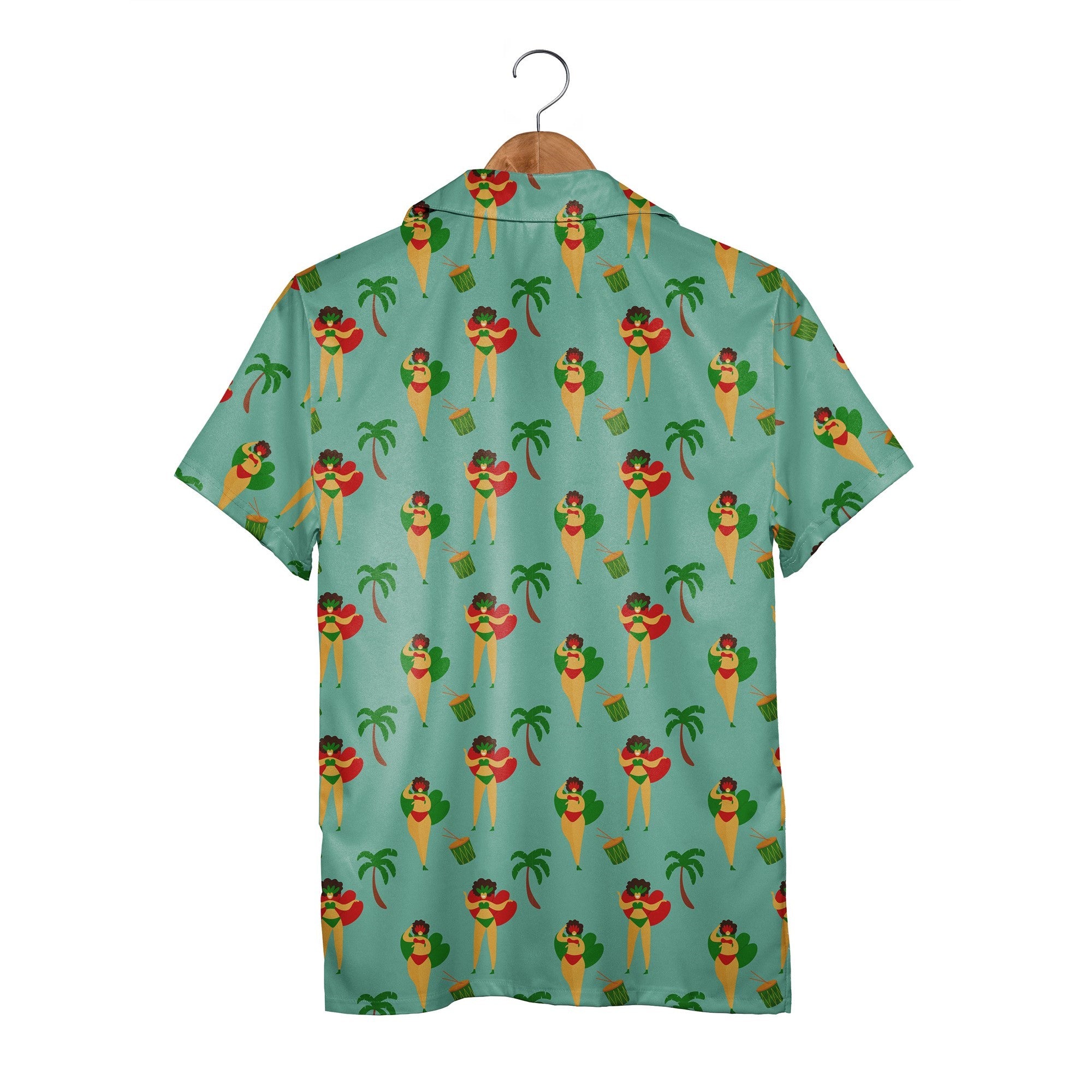 Rio Carnival Dancers Hawaiian Shirt in Teal Green