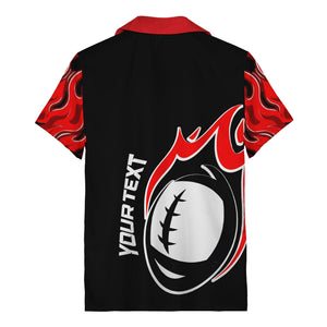 rugby ball & tribal flames black coral hawaiian shirt for men