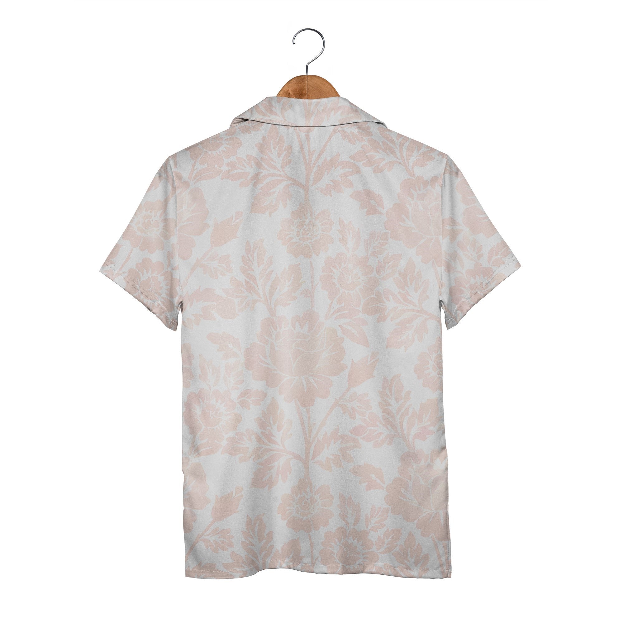 Save The Date Hawaiian Shirt with Damask Floral Pattern in Blush Pink