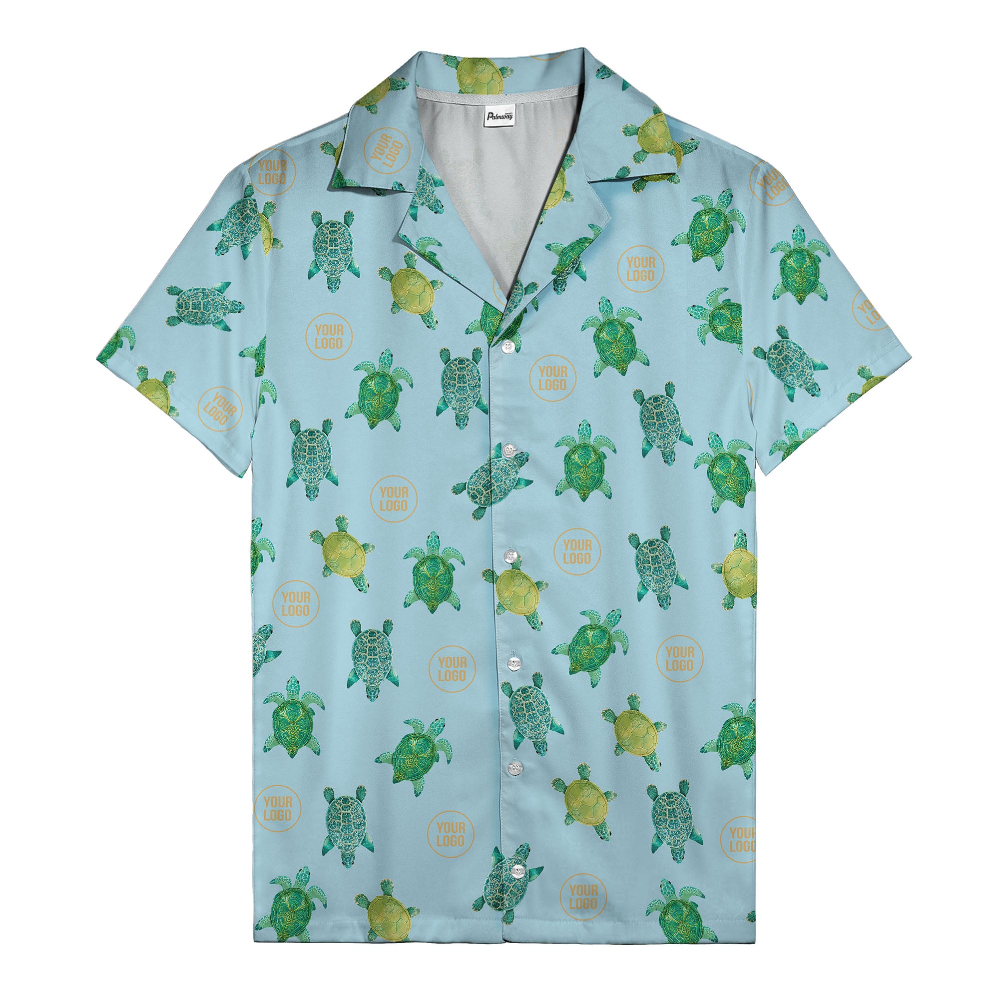 sea turtles and golden logo rings hawaiian shirt for men