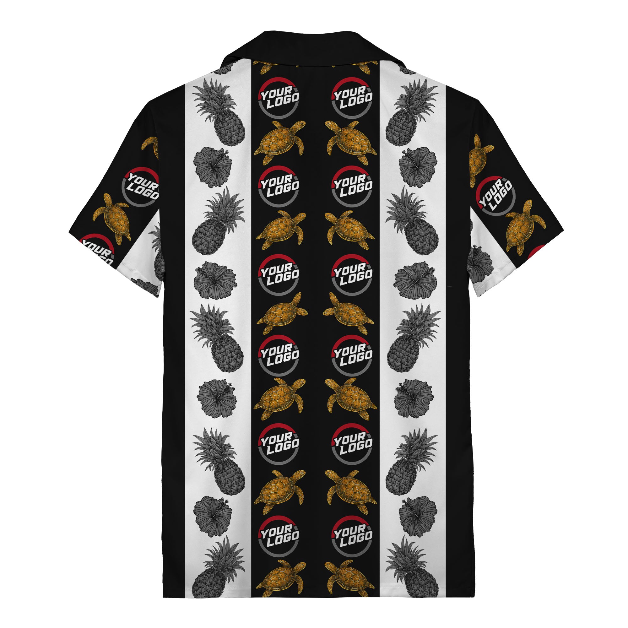 sea turtles & pineapple hibiscus striped hawaiian shirt