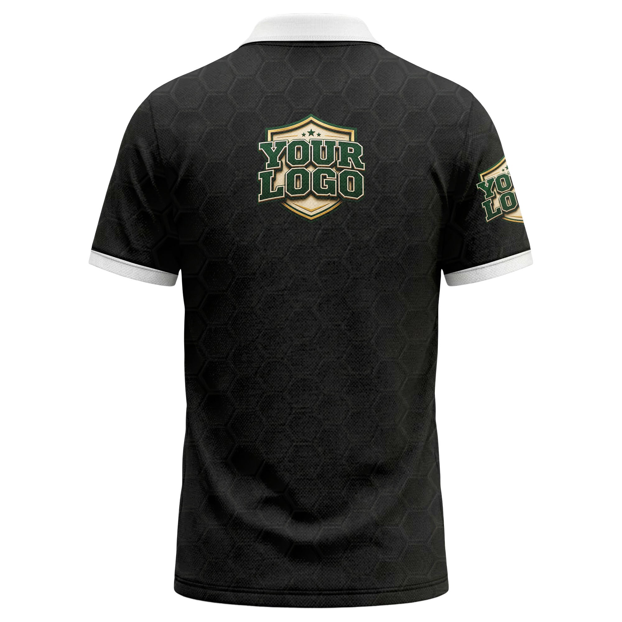 shield logo stars hexagon pattern polo shirt for men
