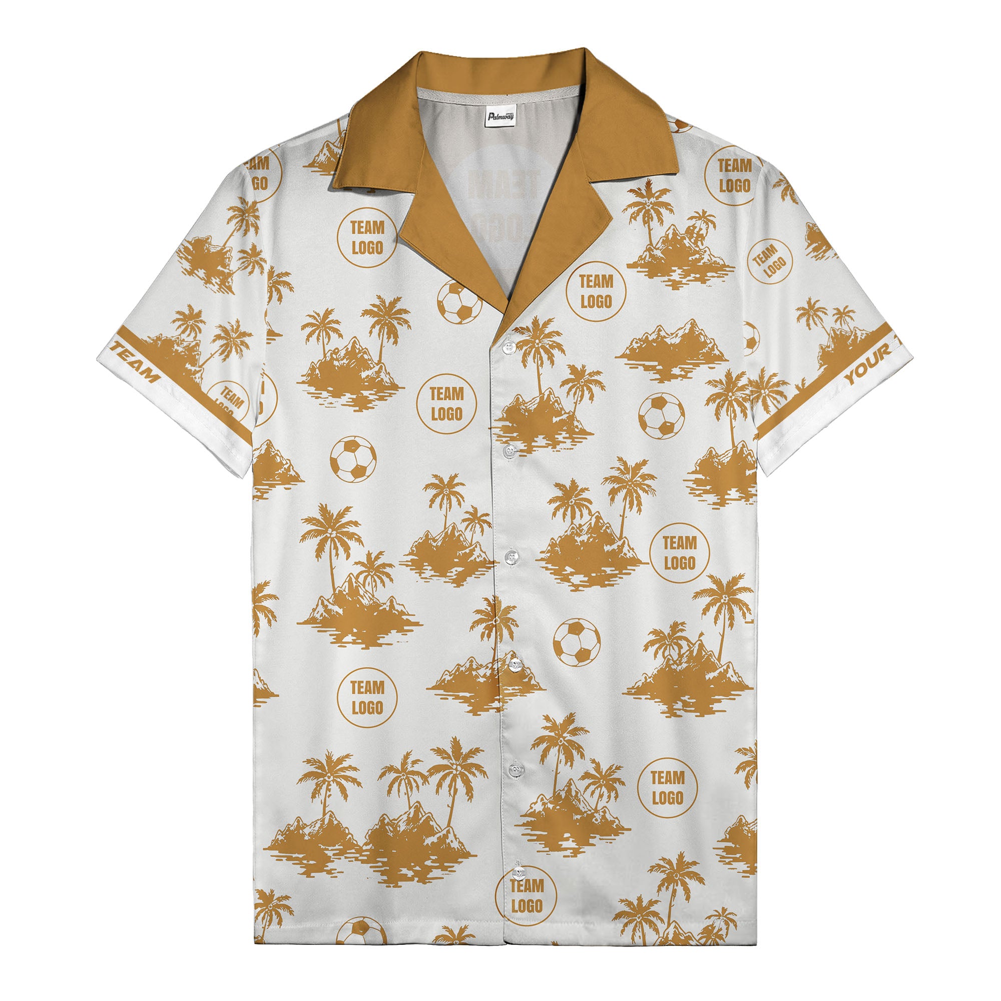 soccer balls & palm trees island repeat black white hawaiian shirt