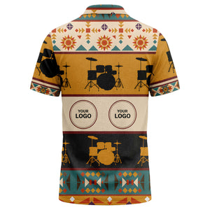 southwestern drum kits geometric polo shirt for music festivals