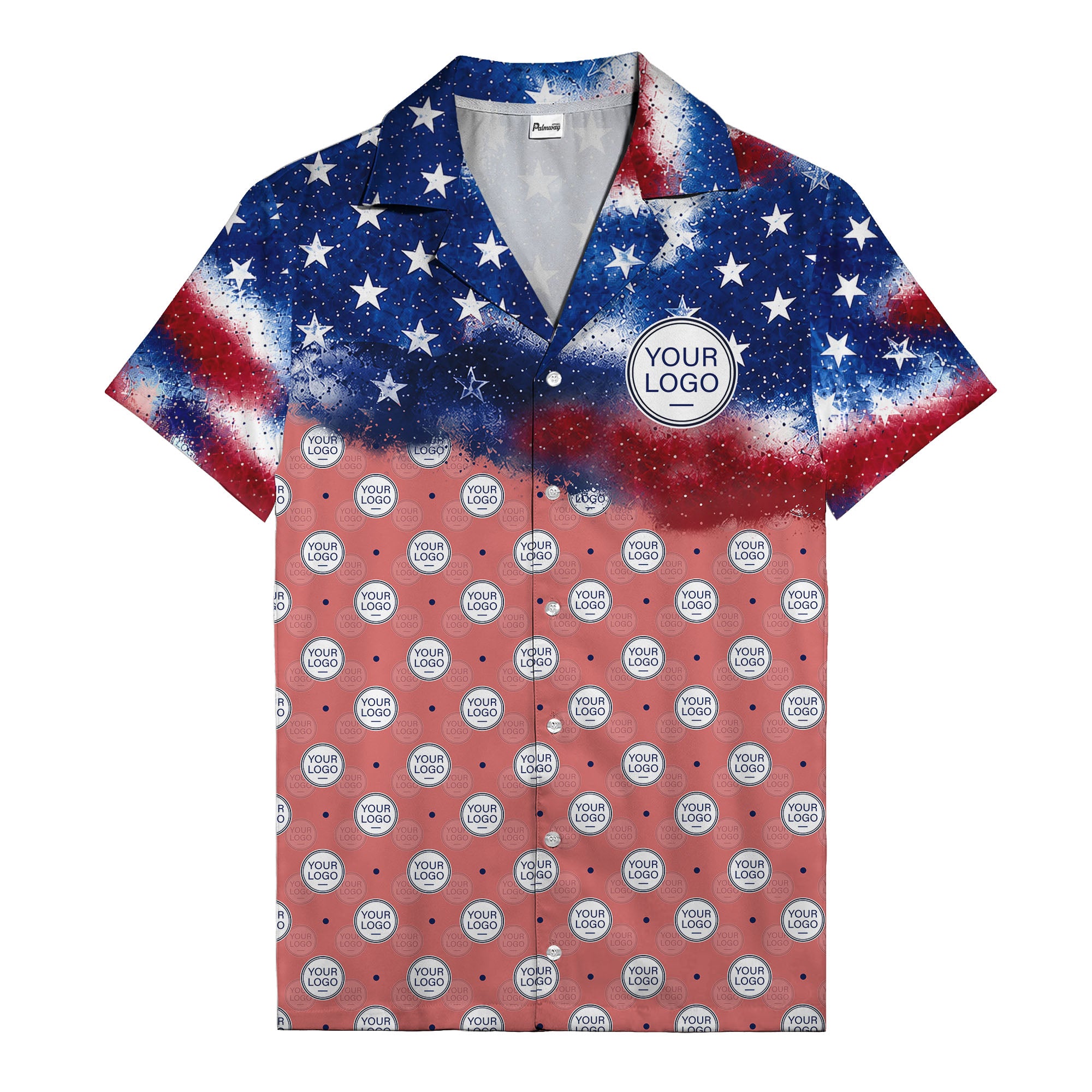 stars & stripes american flag custom logo patriotic hawaiian shirt