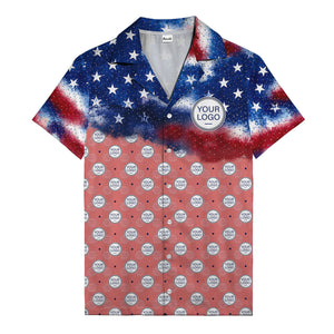 stars & stripes american flag custom logo patriotic hawaiian shirt