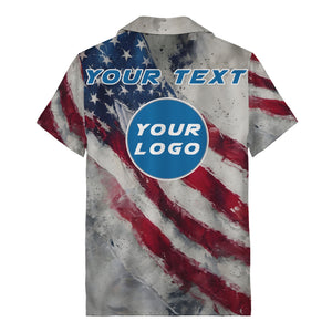 stars & stripes watercolor us flag custom circle logo hawaiian shirt