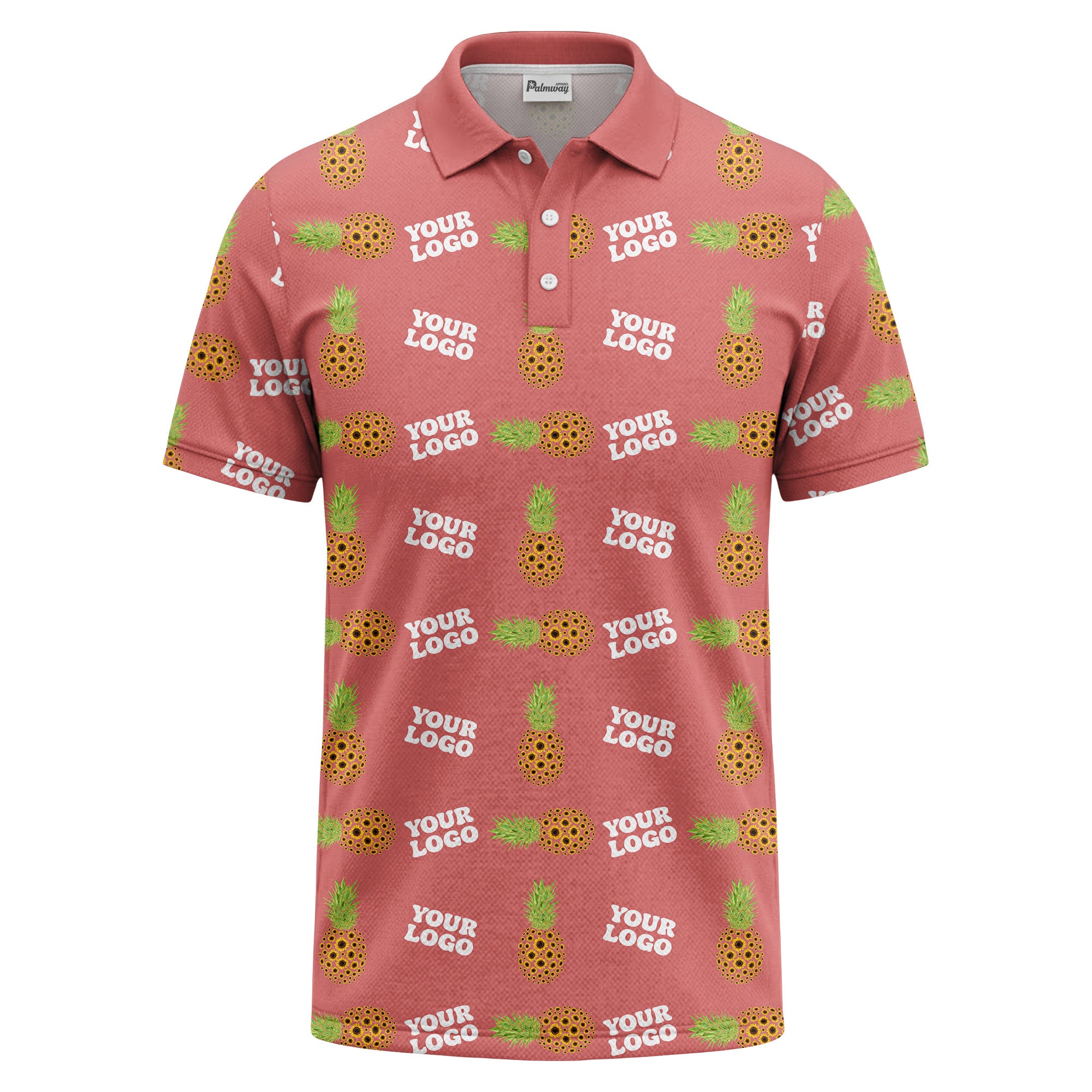 sunflower pineapple repeat custom logo polo shirt for beach days