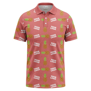 sunflower pineapple repeat custom logo polo shirt for beach days