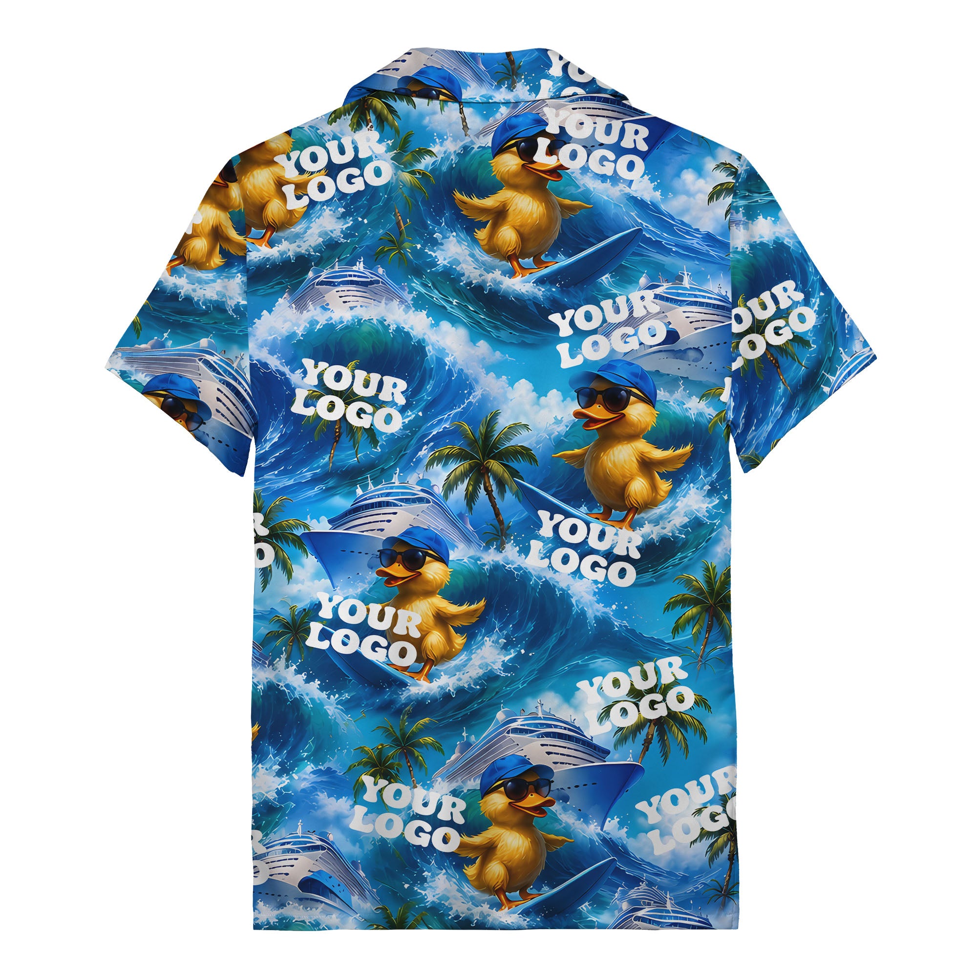 surfing rubber ducks & cruise ships cartoon hawaiian shirt for men