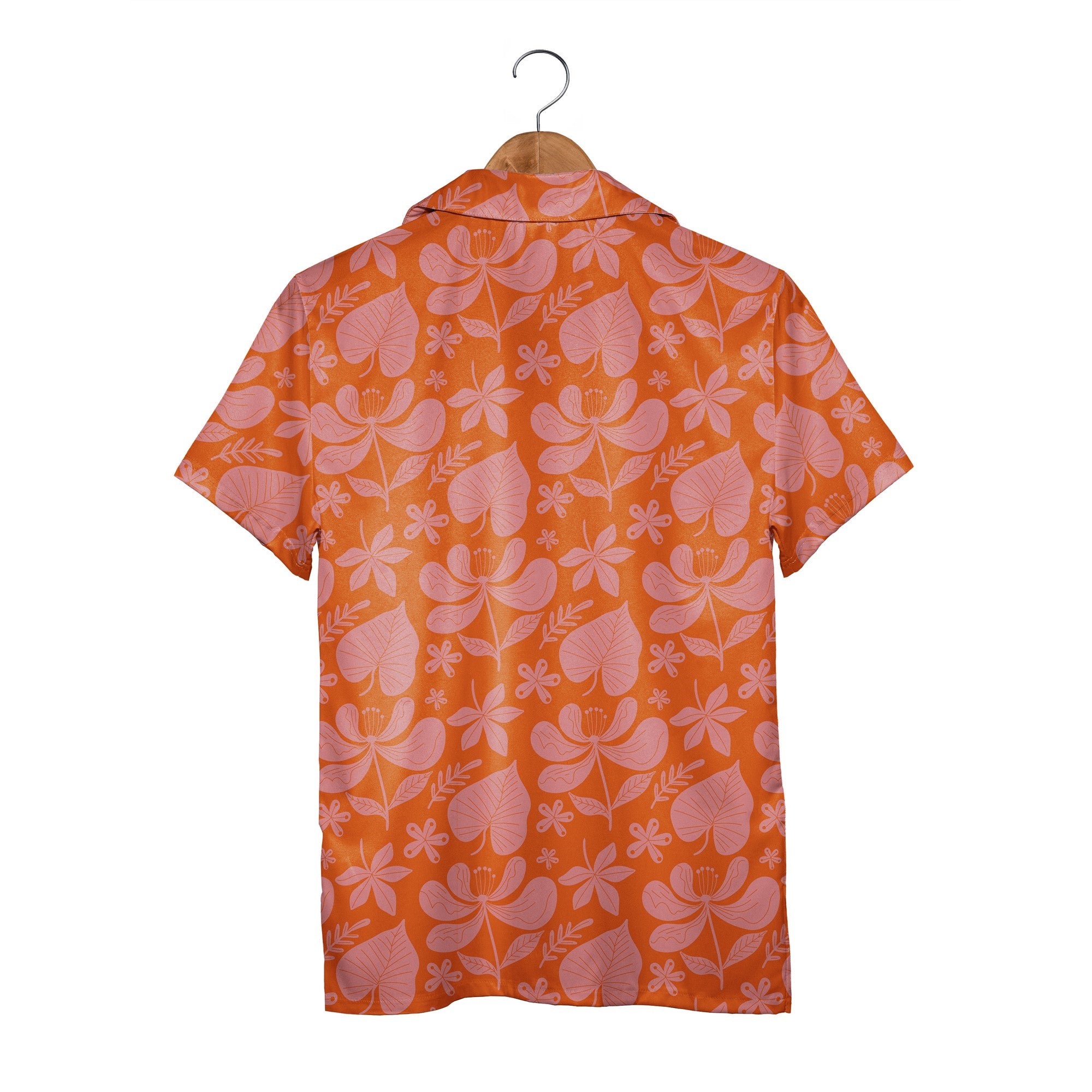 Tangerine Bloom Hawaiian Shirt with Graphic Floral Pattern