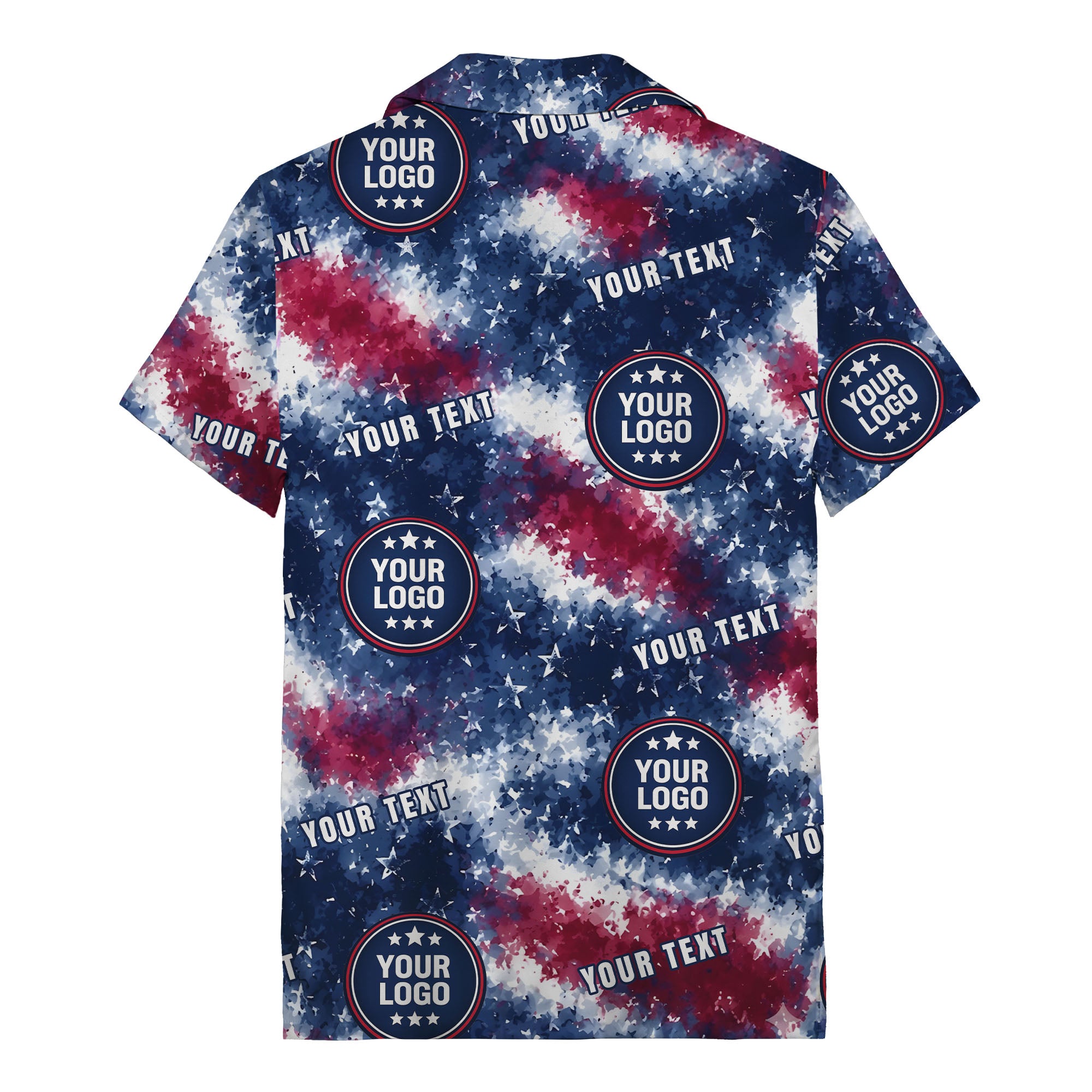 tie-dye stars & flag custom logo patriotic hawaiian shirt for men