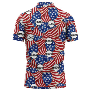 usa flag stars & stripes tropical hawaiian polo shirt for proud patriots