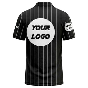 vertical pinstripe custom logo personalized text polo shirt