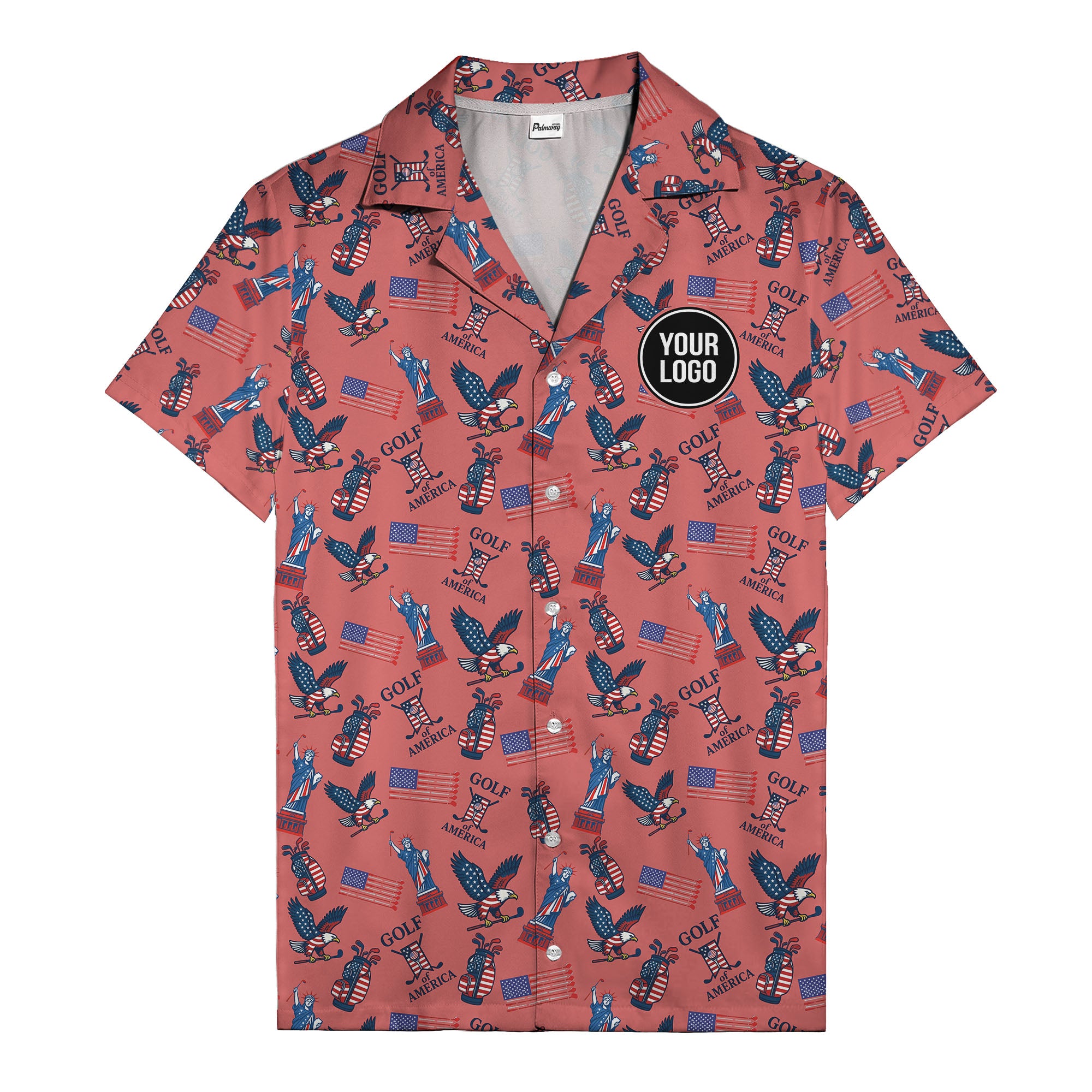 vintage 50s bald eagles & statue of liberty golf hawaiian shirt