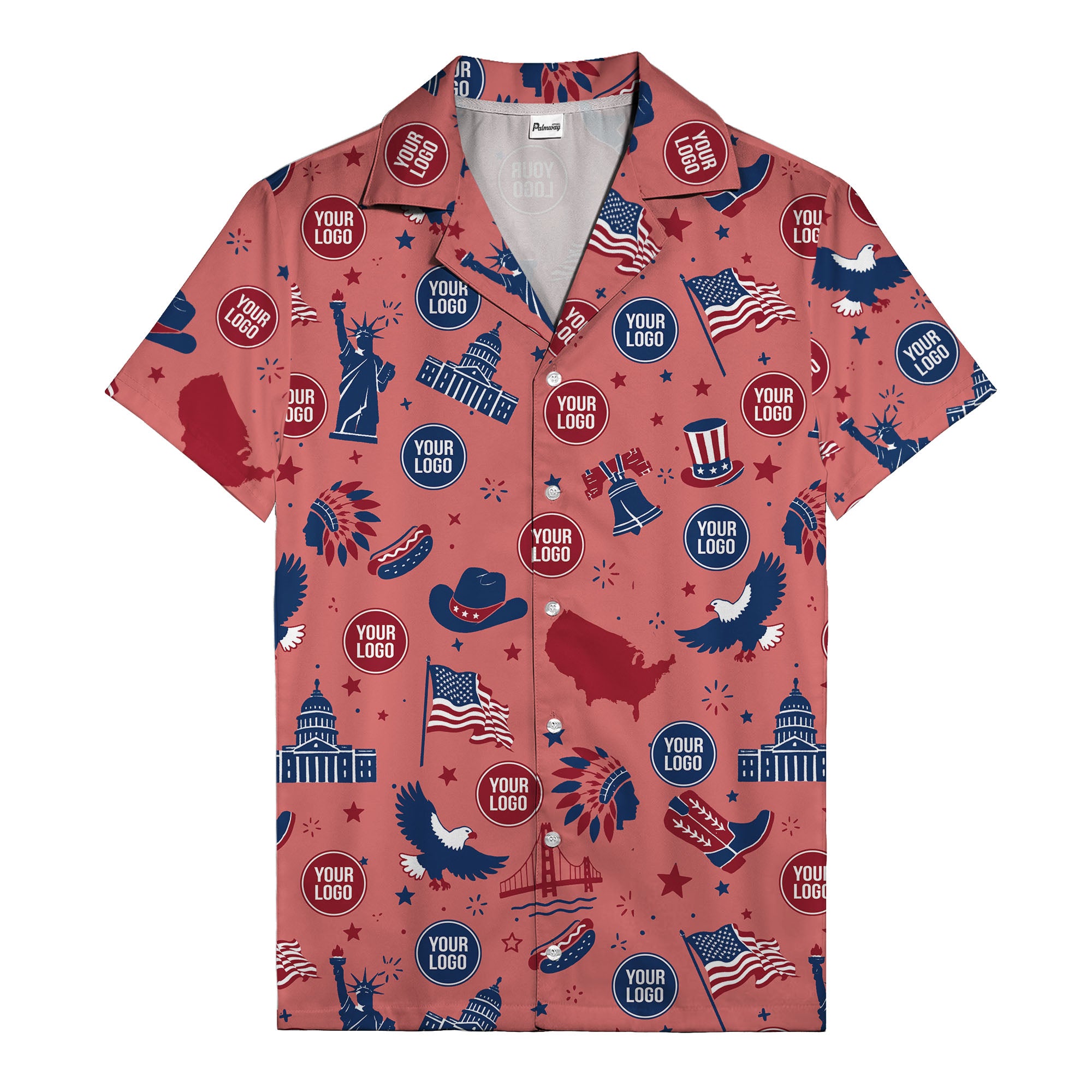 vintage cartoon statue of liberty & eagles patriotic hawaiian shirt