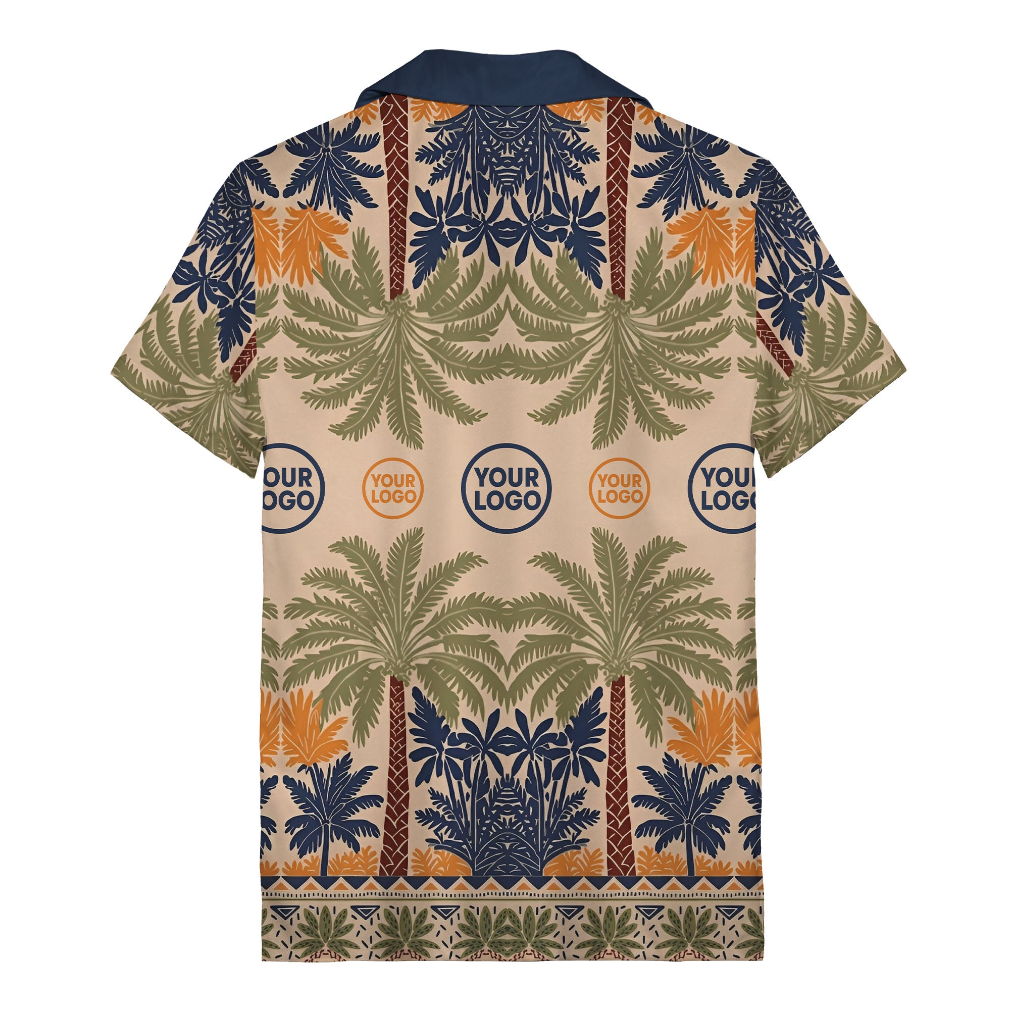 vintage illustrated palm tree oasis repeat hawaiian shirt