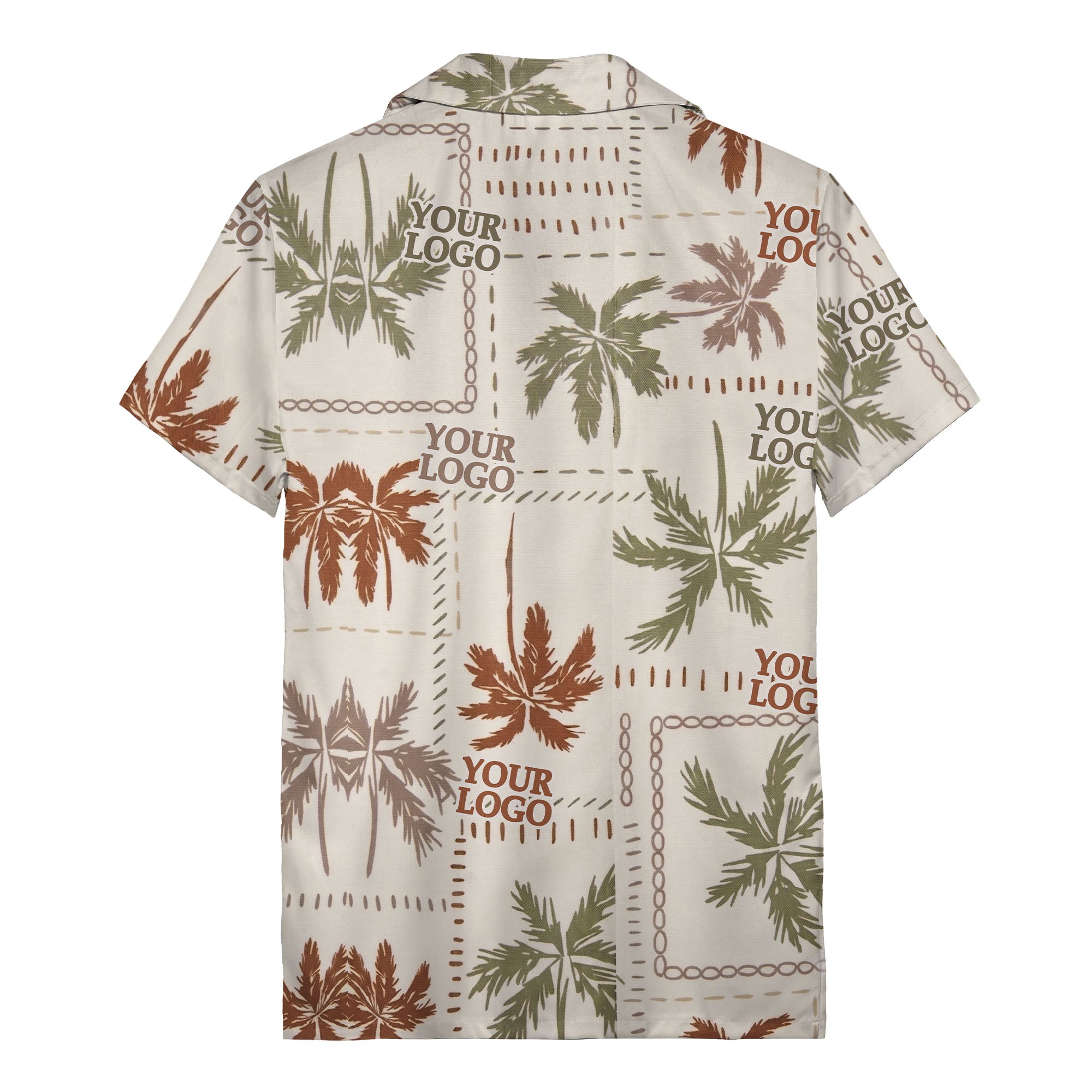 vintage palm tree repeat with custom logos hawaiian shirt