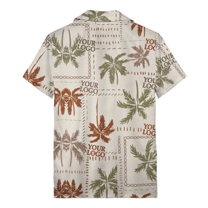 vintage palm tree repeat with custom logos hawaiian shirt