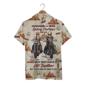 Vintage Route 66 Desert Road Trip Map With Cacti Buttes Aloha Button Down Shirt Hawaiian Shirt