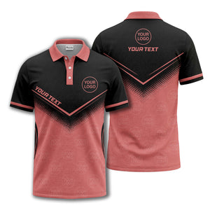 v-shape geometric halftone gradient golf polo shirt for men