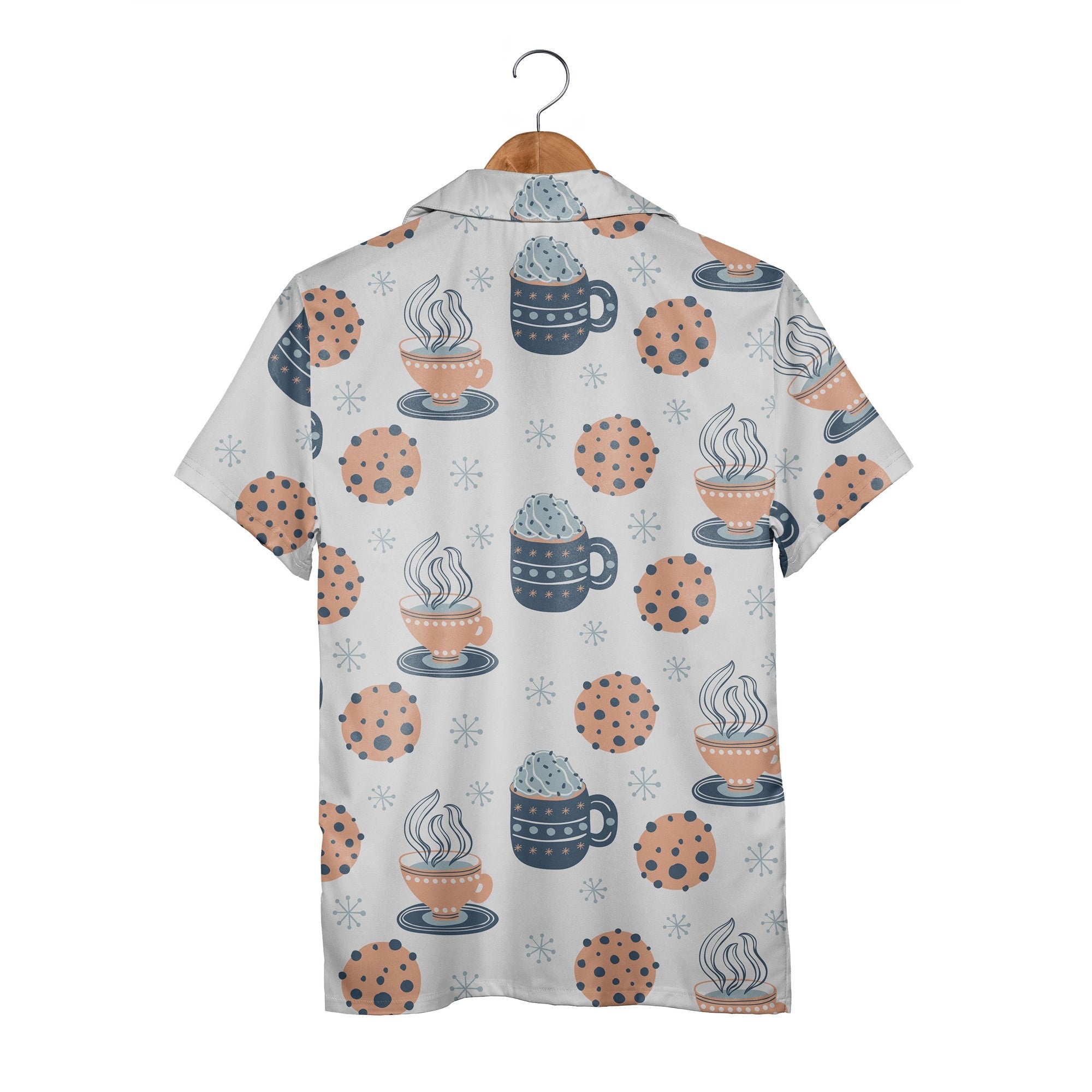 Warm Cocoa Mug Hawaiian Shirt with Cookies and Whipped Cream Design
