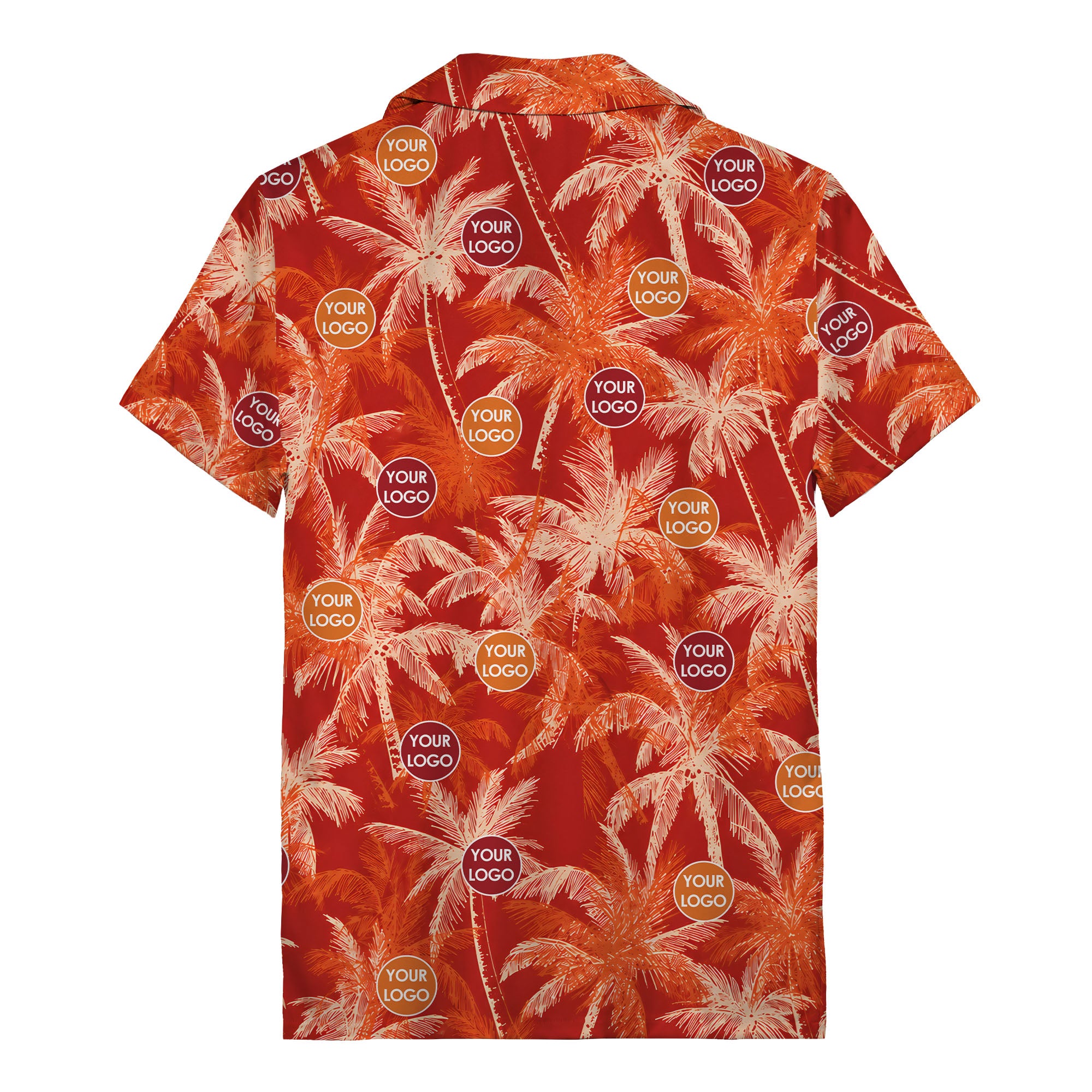 watercolor coral red palm tree & logo hawaiian beach vacation shirt hawaiian shirt