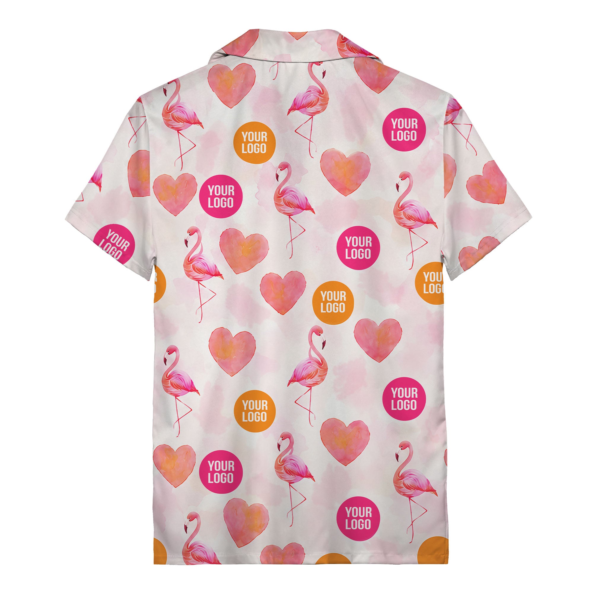 watercolor flamingos & hearts aloha hawaiian shirt
