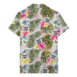 watercolor monstera hibiscus floral hawaiian shirt for men