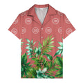 watercolor palm fronds & monogram logo repeat hawaiian shirt
