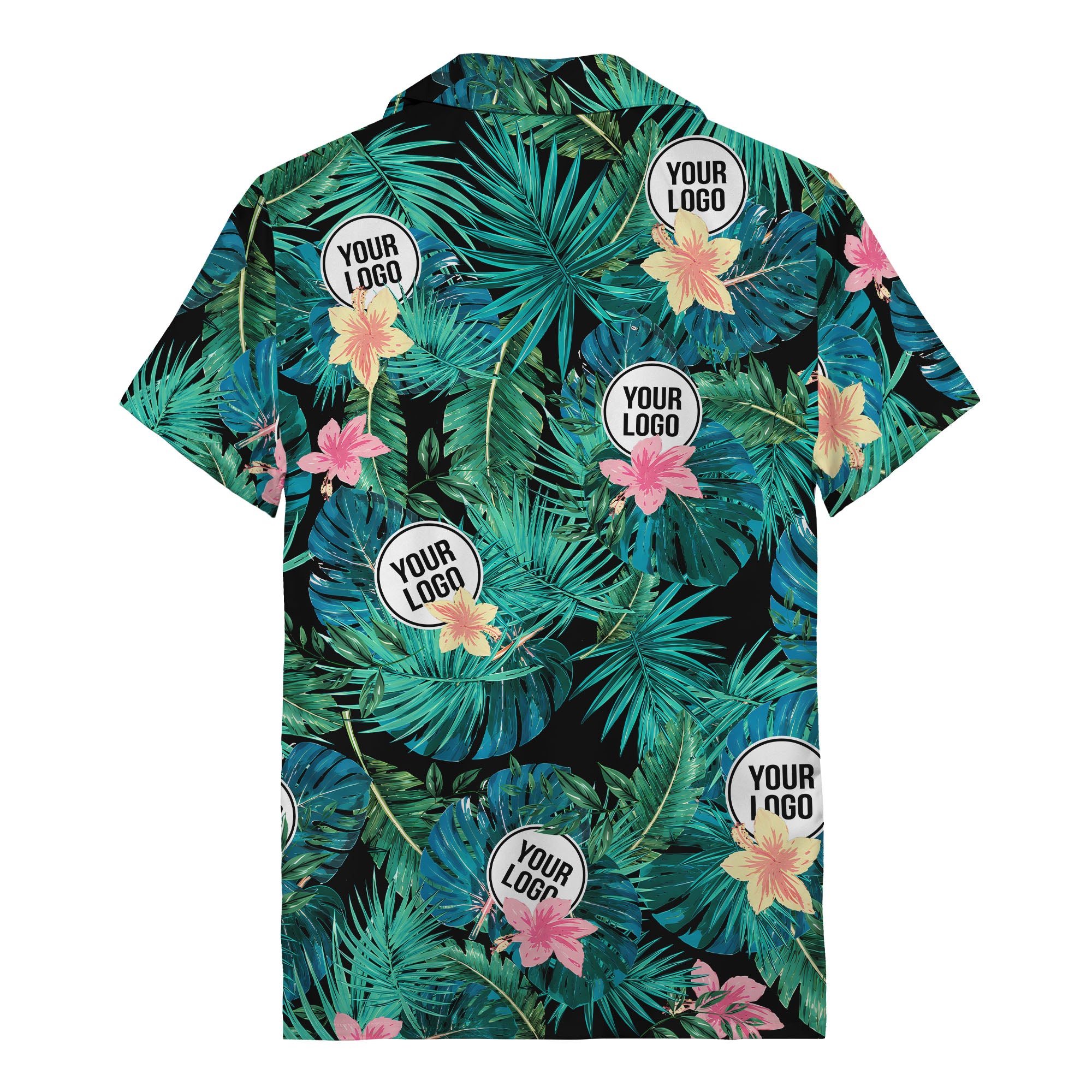 watercolor palm leaves & coral hibiscus hawaiian shirt for beach vibes