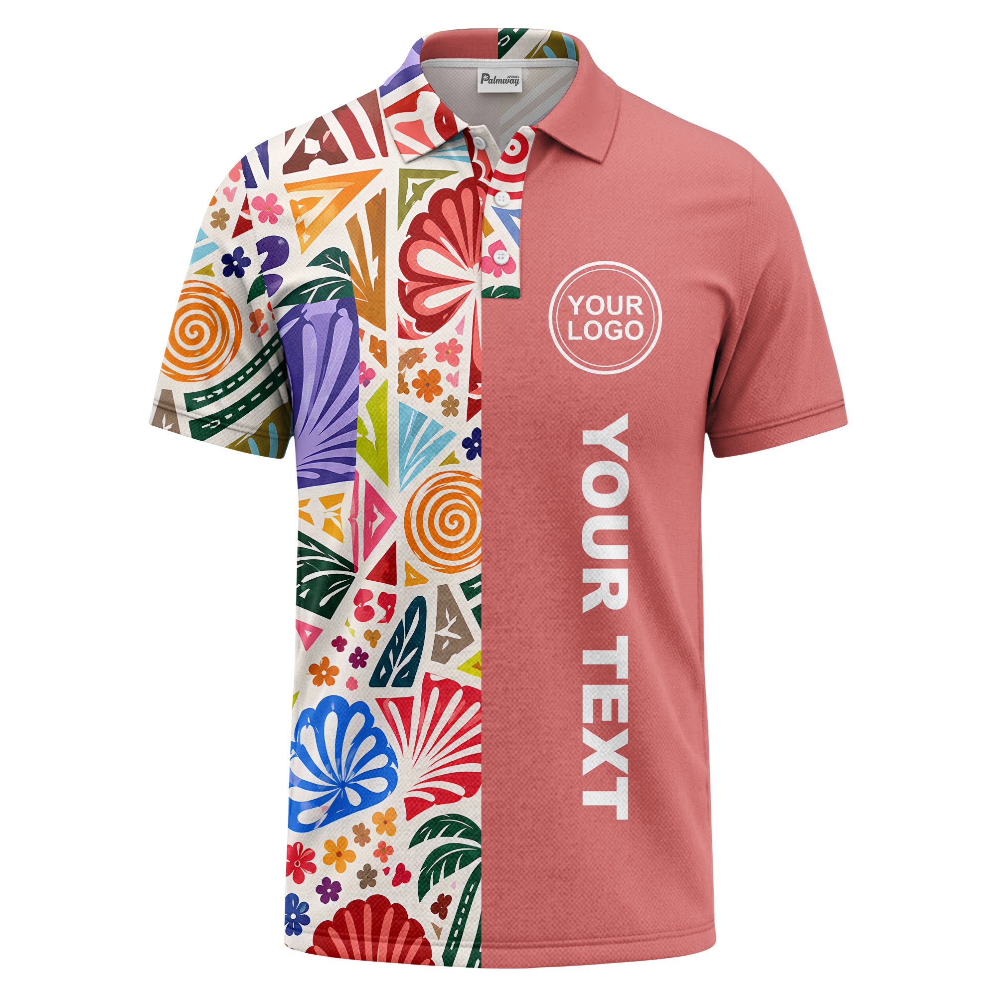 watercolor palm leaves swirls custom geometric all over print polo shirt