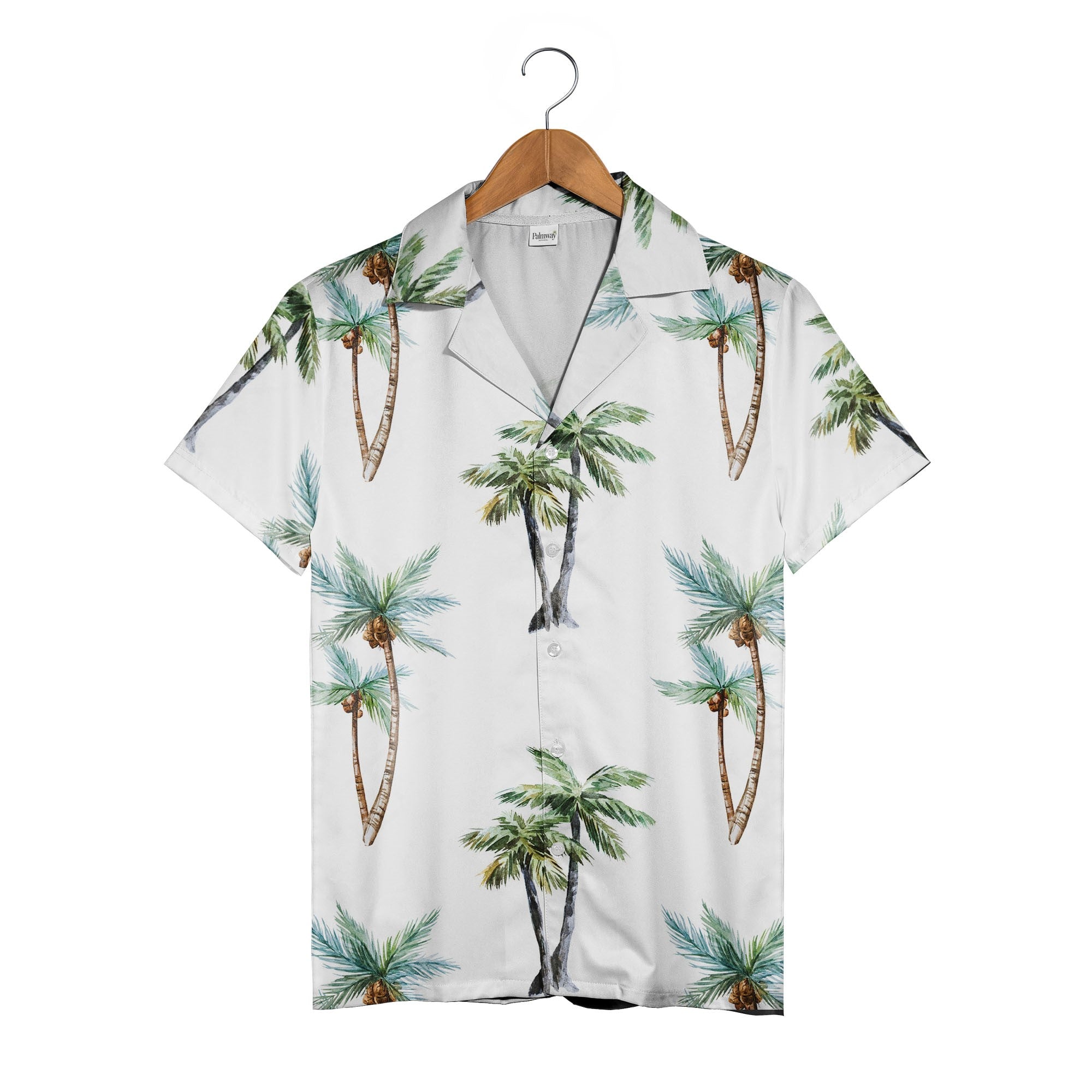 Watercolor Palm Tree Corporate Hawaiian Shirt in Sepia Tones