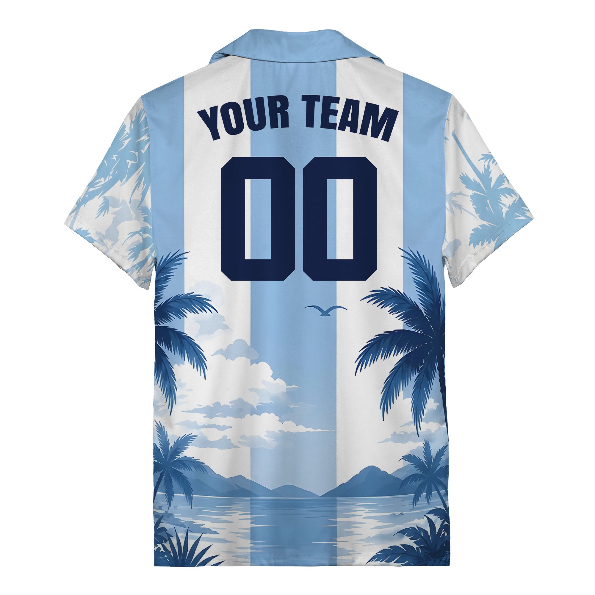 watercolor palm trees over ocean waves hawaiian shirt for men
