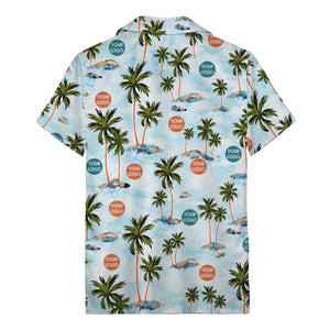 watercolor palm trees & surfboards island repeat hawaiian shirt