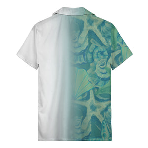 watercolor rose petal vertical name personalized teal hawaiian shirt