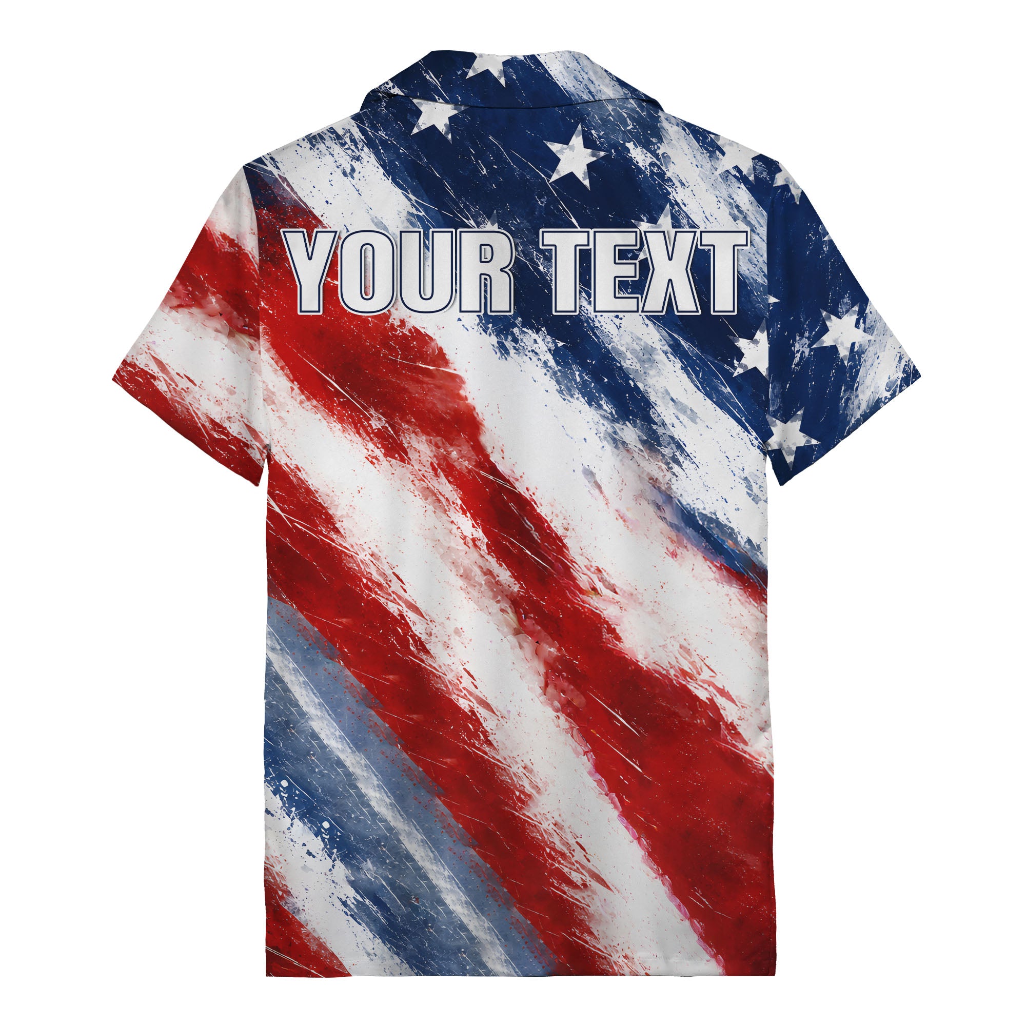 watercolor stars & stripes diagonal brushstroke patriotic hawaiian shirt