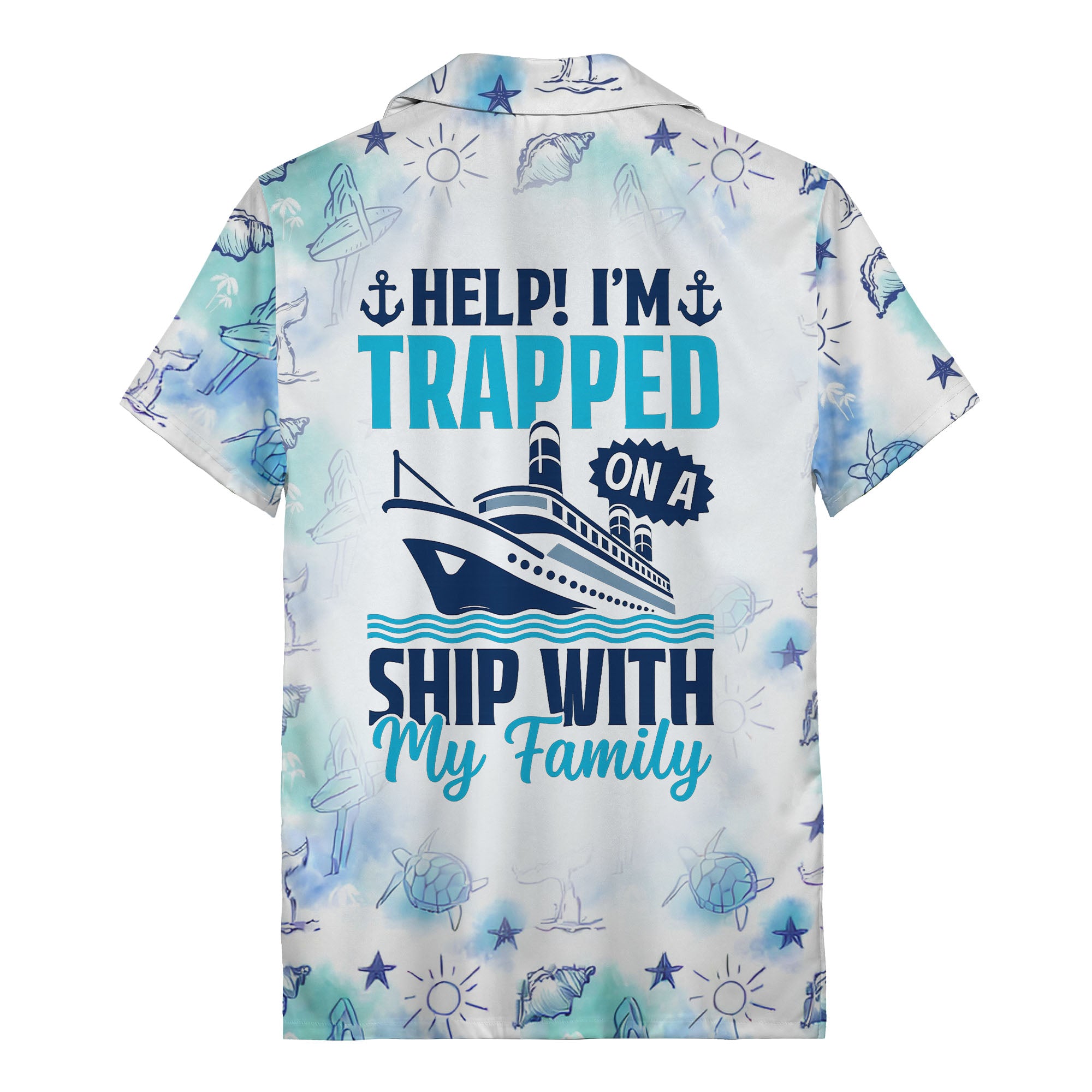 watercolor surfboards & sea turtles hawaiian shirt aloha button down