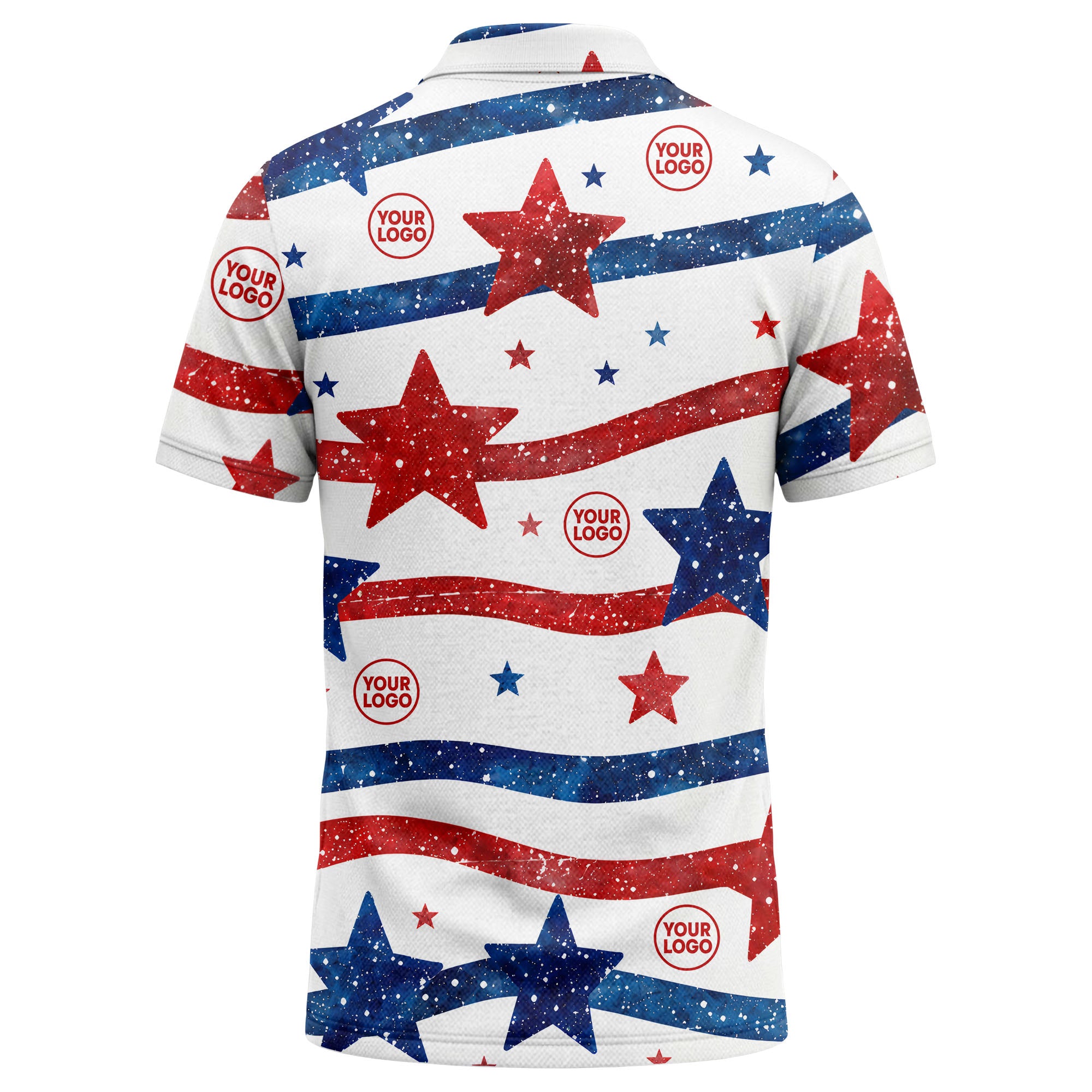 watercolor usa stars stripes patriotic aloha polo shirt for men